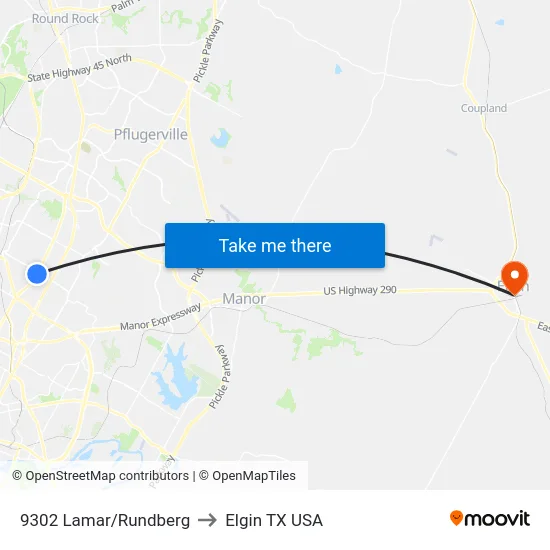 9302 Lamar/Rundberg to Elgin TX USA map