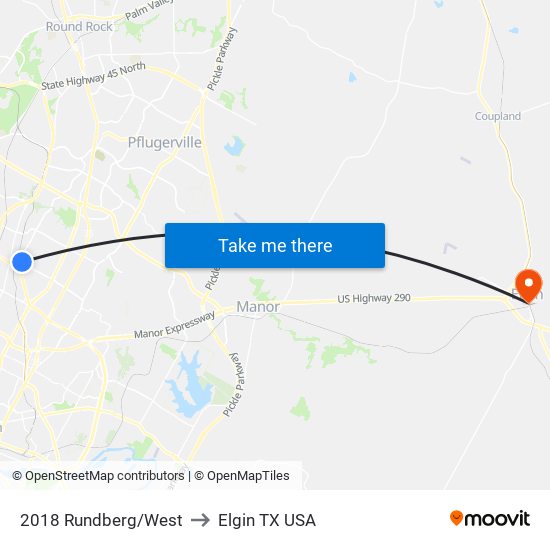 2018 Rundberg/West to Elgin TX USA map