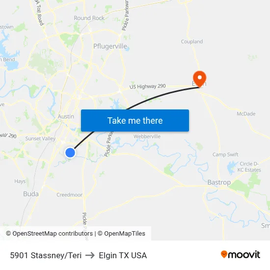5901 Stassney/Teri to Elgin TX USA map