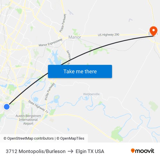 3712 Montopolis/Burleson to Elgin TX USA map