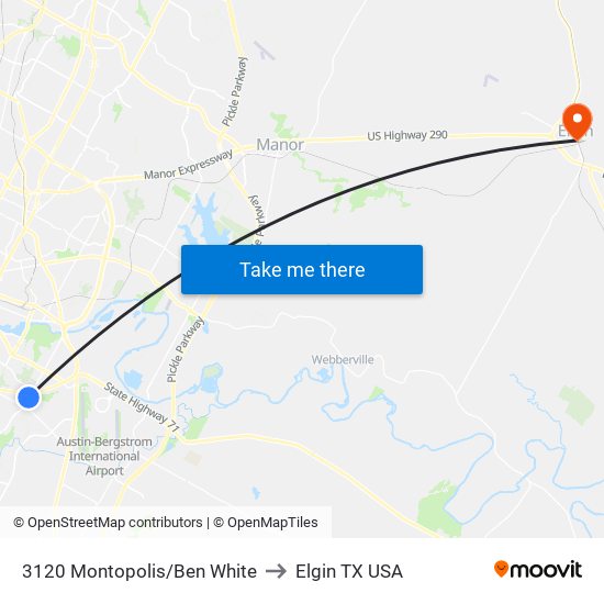 3120 Montopolis/Ben White to Elgin TX USA map