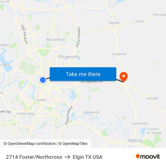 2714 Foster/Northcross to Elgin TX USA map