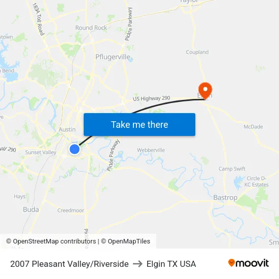 2007 Pleasant Valley/Riverside to Elgin TX USA map