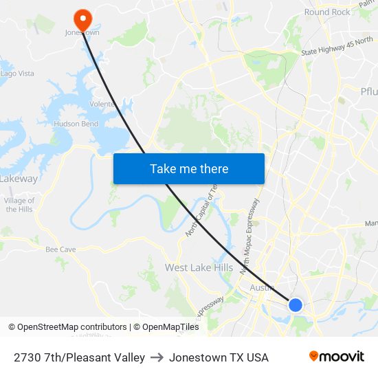 2730 7th/Pleasant Valley to Jonestown TX USA map