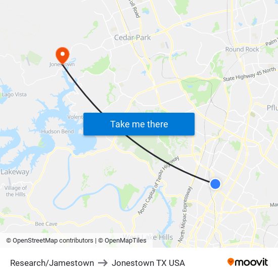 Research/Jamestown to Jonestown TX USA map