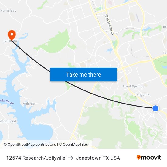 12574 Research/Jollyville to Jonestown TX USA map