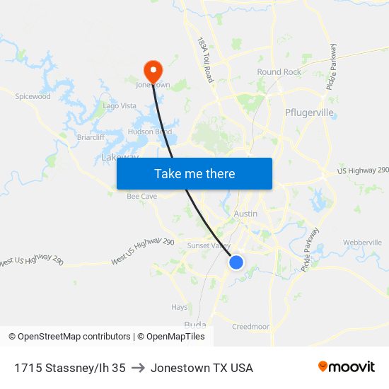 1715 Stassney/Ih 35 to Jonestown TX USA map