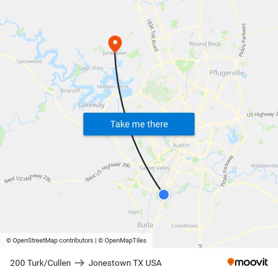200 Turk/Cullen to Jonestown TX USA map