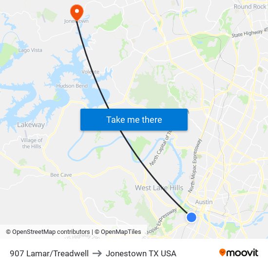 907 Lamar/Treadwell to Jonestown TX USA map