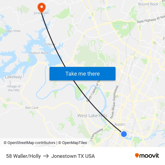 58 Waller/Holly to Jonestown TX USA map