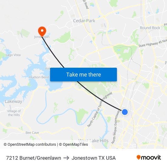 7212 Burnet/Greenlawn to Jonestown TX USA map