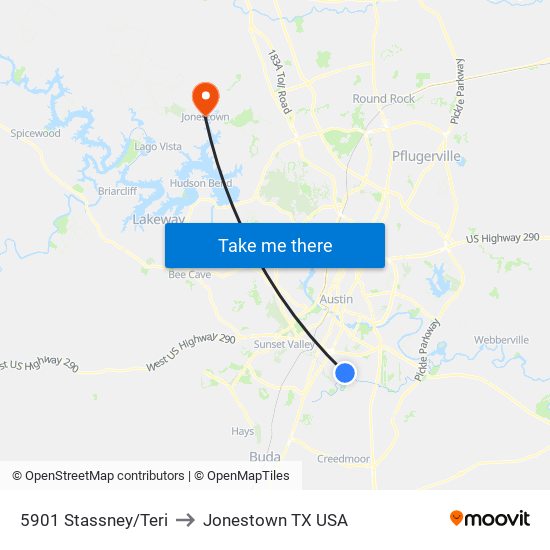 5901 Stassney/Teri to Jonestown TX USA map