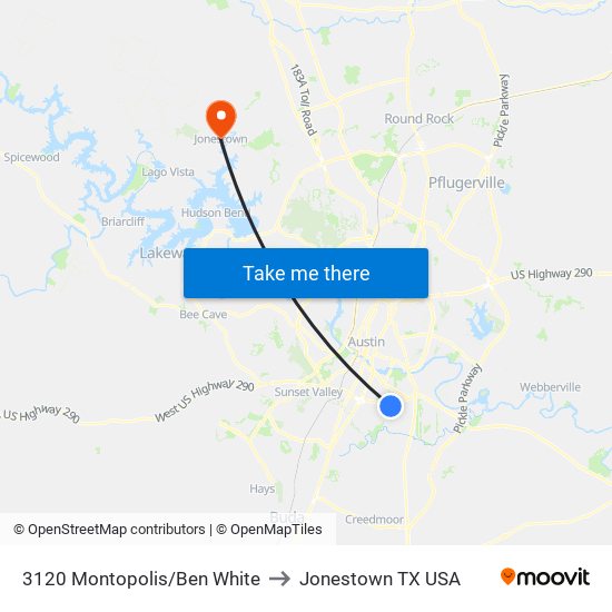 3120 Montopolis/Ben White to Jonestown TX USA map