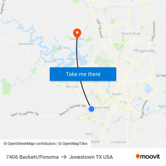 7406 Beckett/Ponoma to Jonestown TX USA map