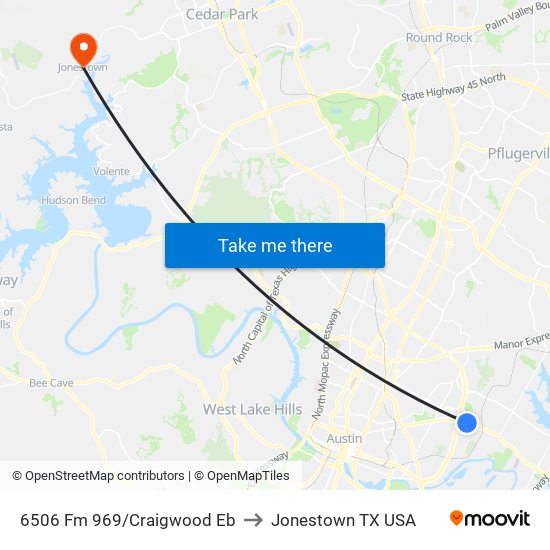 6506 Fm 969/Craigwood Eb to Jonestown TX USA map