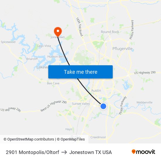 2901 Montopolis/Oltorf to Jonestown TX USA map