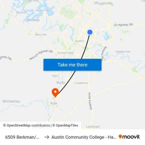 6509 Berkman/Wheless to Austin Community College - Hays Campus map