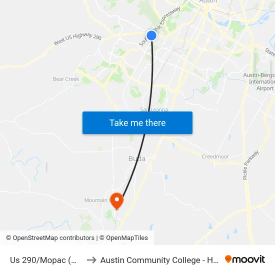 Us 290/Mopac (Walmart) to Austin Community College - Hays Campus map