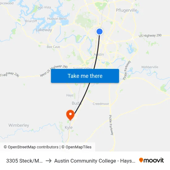 3305 Steck/Mopac to Austin Community College - Hays Campus map