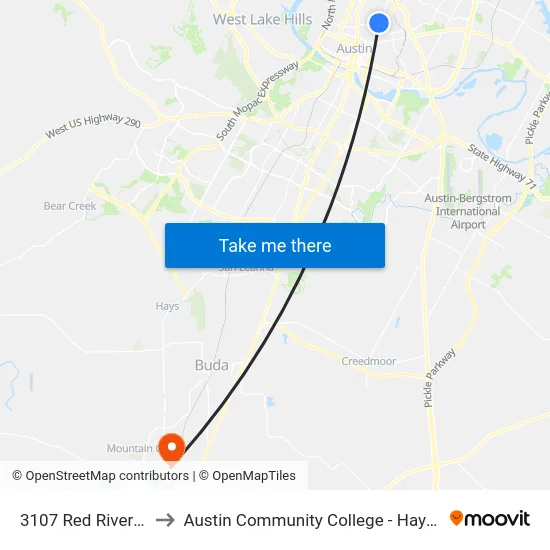 3107 Red River/32nd to Austin Community College - Hays Campus map