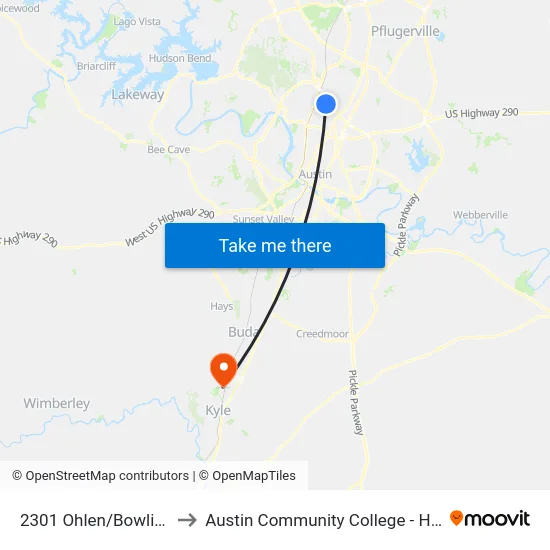 2301 Ohlen/Bowling Green to Austin Community College - Hays Campus map