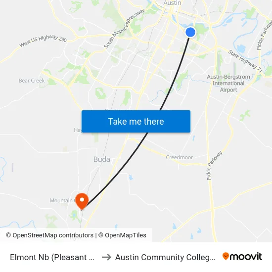 Elmont Nb (Pleasant Valley/Elmont) to Austin Community College - Hays Campus map