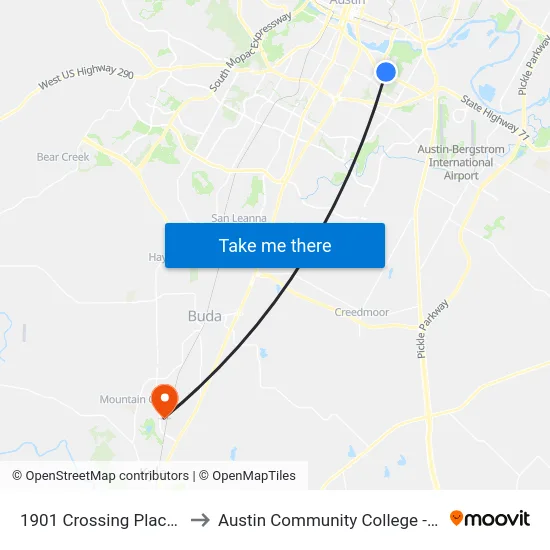 1901 Crossing Place/Riverside to Austin Community College - Hays Campus map