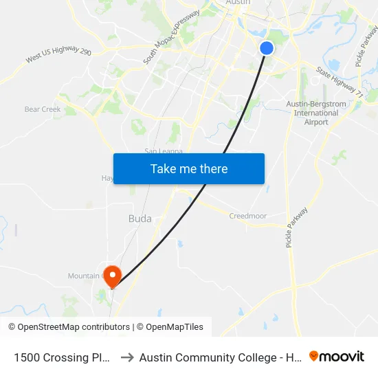1500 Crossing Place/Faro to Austin Community College - Hays Campus map