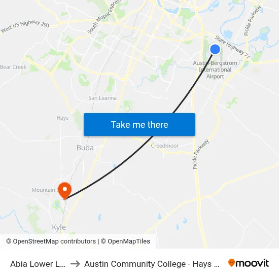 Abia Lower Level to Austin Community College - Hays Campus map
