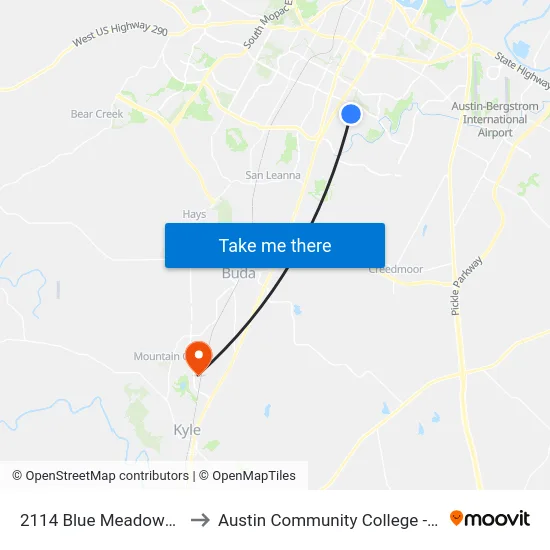 2114 Blue Meadow/Blue Dawn to Austin Community College - Hays Campus map