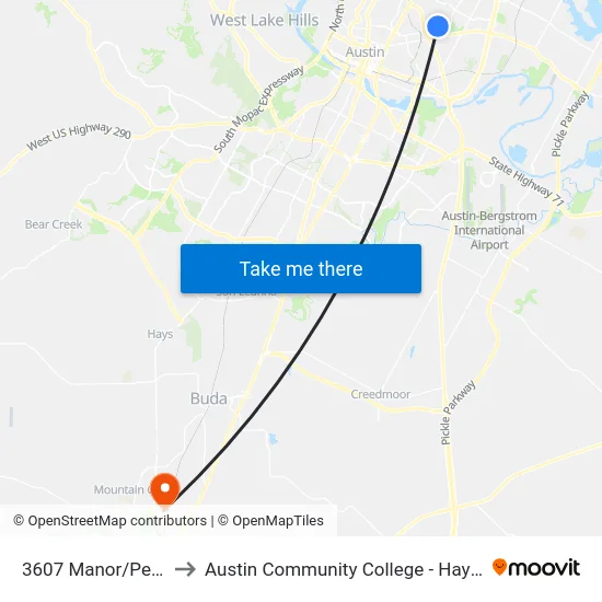 3607 Manor/Pershing to Austin Community College - Hays Campus map