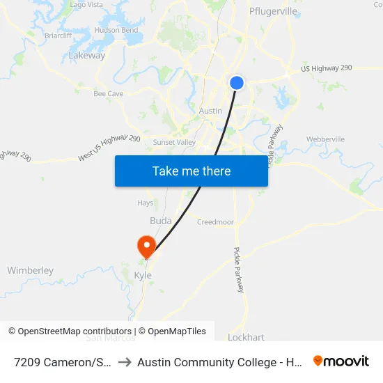 7209 Cameron/St Johns to Austin Community College - Hays Campus map