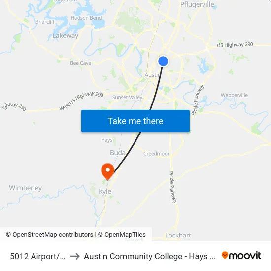 5012 Airport/51st to Austin Community College - Hays Campus map