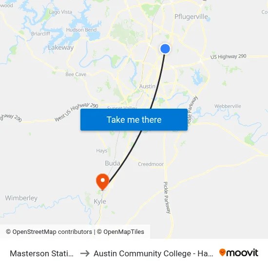 Masterson Station (Sb) to Austin Community College - Hays Campus map