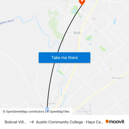 Bobcat Village to Austin Community College - Hays Campus map