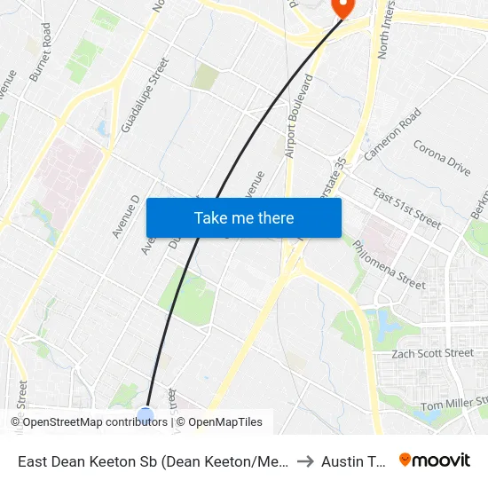 East Dean Keeton Sb (Dean Keeton/Medical Arts) to Austin Texas map