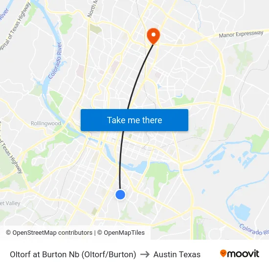 Oltorf at Burton Nb (Oltorf/Burton) to Austin Texas map