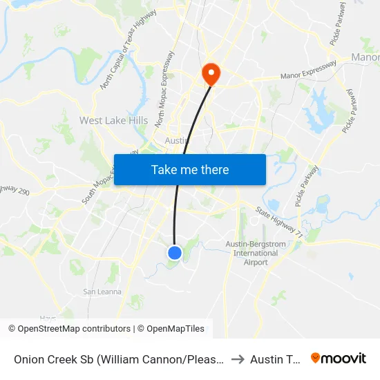 Onion Creek Sb (William Cannon/Pleasant Valley) to Austin Texas map
