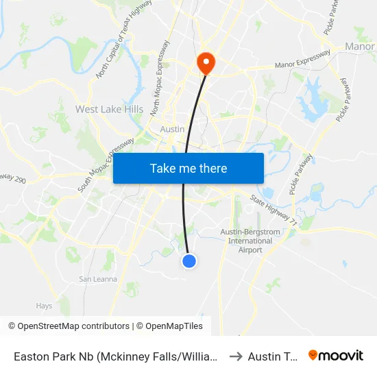 Easton Park Nb (Mckinney Falls/William Cannon) to Austin Texas map