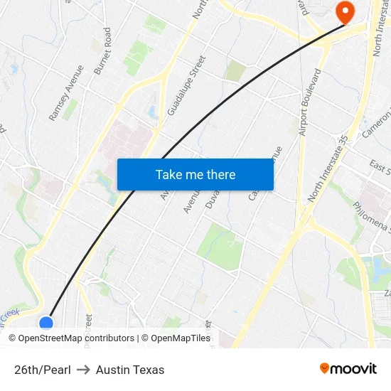 26th/Pearl to Austin Texas map