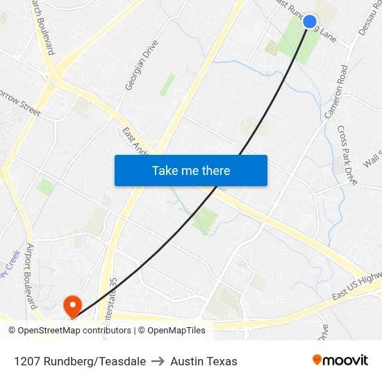 1207 Rundberg/Teasdale to Austin Texas map