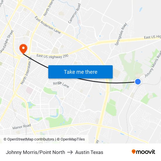 Johnny Morris/Point North to Austin Texas map