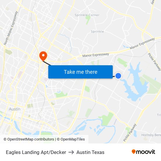 Eagles Landing Apt/Decker to Austin Texas map