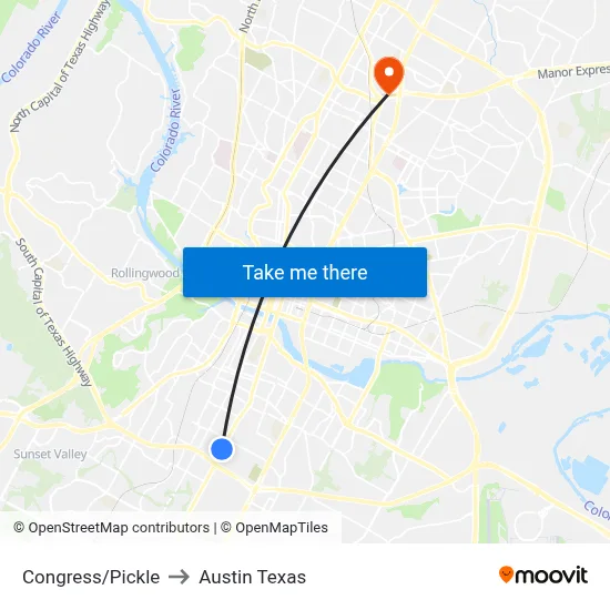 Congress/Pickle to Austin Texas map