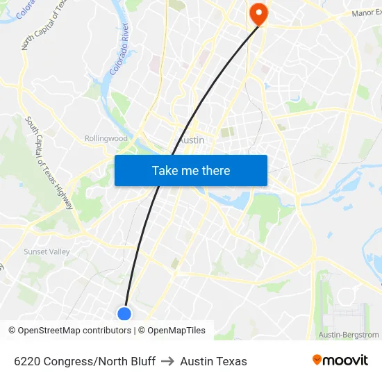6220 Congress/North Bluff to Austin Texas map
