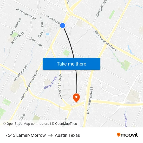 7545 Lamar/Morrow to Austin Texas map