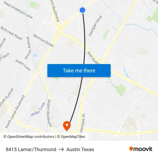 8415 Lamar/Thurmond to Austin Texas map