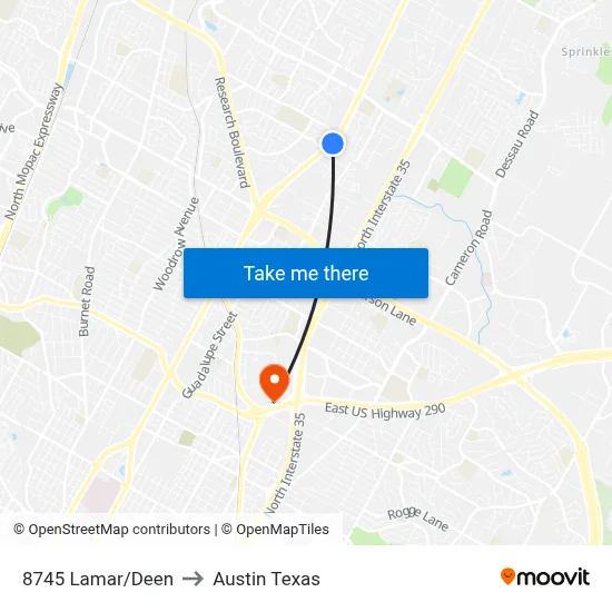 8745 Lamar/Deen to Austin Texas map