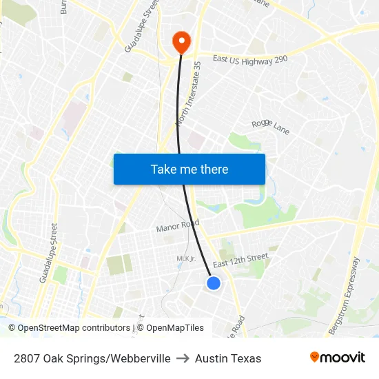 2807 Oak Springs/Webberville to Austin Texas map