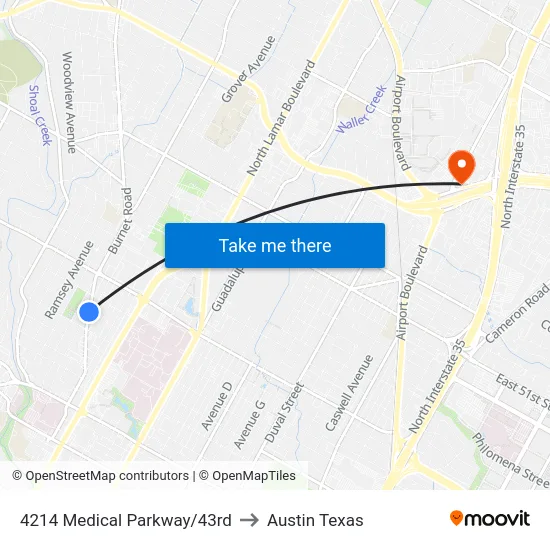 4214 Medical Parkway/43rd to Austin Texas map